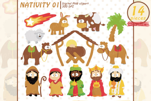 Nativity Clipart and Cute Baby Jesus Design